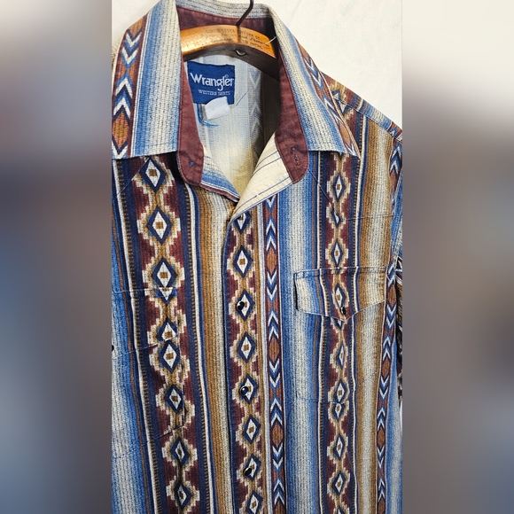 Wrangler vintage western Aztec striped short sleeve shirt - Picture 3 of 7